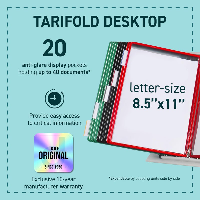 Tarifold DJOIS بواسطة Tarifold - نظام مرجعي وعرض مكتبي - إطارات سلكية فولاذية متينة - بحجم رسالة - قابلة للتوسيع - مصنوعة في فرنسا 20 جيب متنوع. - Image 3